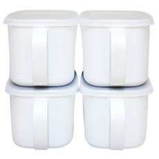 VISVIVA 握把型保鮮盒 白色, 4入, 保鮮盒 800ml