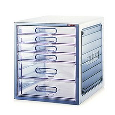 SYSMAX 多功能透明文件盒, 6層, 藍色