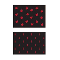 Somest 矽膠餐墊 紅蘋果 + 紅鳳梨, 黑色, 425 x 295 mm, 2個