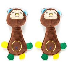 DING DONG PET 犬用猴子造型填充玩具 13*20cm, 混色, 2個