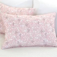 gBEDDING 花朵圖案泡泡紗枕頭套組 2入, 粉色的