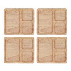 니코트 무지 우드 브런치 트레이 4p