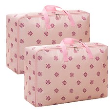 Market Sensation 防水棉羽絨被收納袋 M, 粉紅色的花, 2個