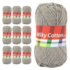 밀키코튼 RED 면혼방 뜨개실, 4번 스모키, 10개