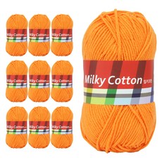 밀키코튼 RED 면혼방 뜨개실, 52번 오렌지, 10개