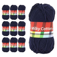 밀키코튼 RED 면혼방 뜨개실, 17번 남색, 10개