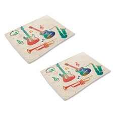 STORE33 音樂彩繪廚房餐墊 2入, H, 42 x 36 cm