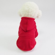 ANTS 寵物素色連帽T恤 2入, 紅色的