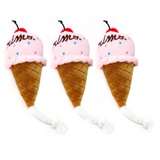 바이셀 반려견 봉제 삑삑이 아이스콘 13 x 10 cm, 핑크, 3개