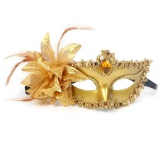 PARTY COSTUME 塑膠面具 39, 金色, 1個