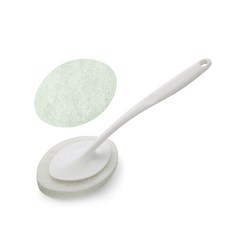 長柄海綿清潔刷 白色 本體 + 替換裝, 1套