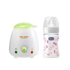 Bebemento 奶瓶加熱器+Chicco 矽膠奶瓶 150ml, 粉色, 1組