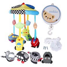 KOOMNARA 交通工具床邊音樂鈴+手動音樂盒, 混色