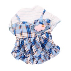 Petnine 寵物春季格紋洋裝, 藍色