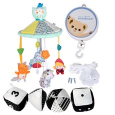 KOOMNARA 床邊音樂鈴+安撫吊飾+手動音樂盒, 混色