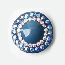 童話商場 圓形水鑽寶石鈕扣 25mm, 灰藍色, 2個