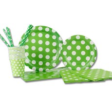 Sunwoo Land Pure Sunday 野餐一次性 10 件套綠點, 1套