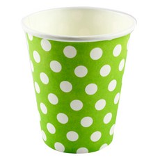 Sunwoo Land 野餐紙杯 9oz 綠色圓點, 20個, 1入