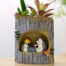 Chuca Chuca Net仿真花居家花園動物朋友迷你花盆, 刺猬, 1個