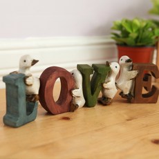 居家花園鴨子LOVE字母裝飾組, 棕色