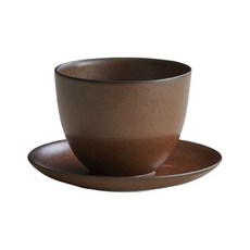 킨토 PEBBLE 컵 + 소서 180ml 17146, 브라운, 1세트