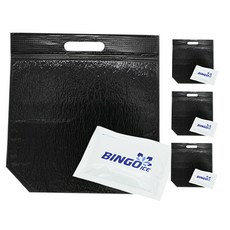 도나앤데코 도시락포장 손잡이 은박보냉백 대 4p + 아이스팩 4p, 블랙, 1세트
