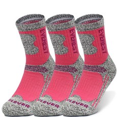 프레리 여성용 물결 중목 스포츠 등산양말 3족, 핑크