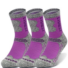 프레리 여성용 물결 중목 스포츠 등산양말 3족, 바이올렛