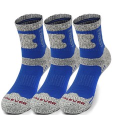 프레리 남성용 물결 중목 스포츠 등산양말 3족 세트, 블루