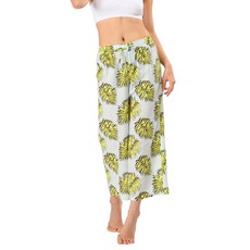 더시럽 여성용 와이드 비치 플라워 팬츠