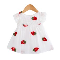 MK 女童花卉 n 草莓短袖連衣裙