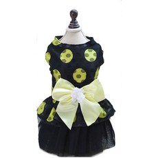 BK 狗狗黑色連身裙, 黃色圓點