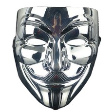 PARTY COSTUME V型面具7 ROMK43707, 銀色, 1個