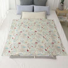 BEAUTE HOUSE 頂級夏季棉布一體成型午睡被 四季枕芯, 秘密森林 藍色