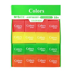 Yuanshengwenjushangxing Blumato 迷你熒光橡皮擦 11 32p, 粉色, 黃色, 黃綠色, 橙色, 1套