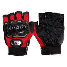 POWER BIKER 機車半指手套 MSC-04, 紅色