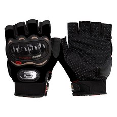 POWER BIKER 機車半指手套 MSC-04, 黑色