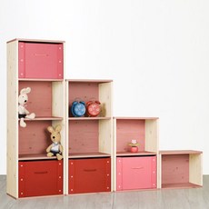 하우디가구 칼라 공간박스, 화이트옹이 + 핑크옹이, 4단