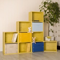 하우디가구 칼라박스 책장, 엘로우옹이, 4단