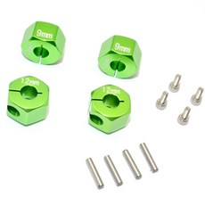 鋁合金六角輪座 12mm*9mm 4入 RC2650, 綠色, 1套