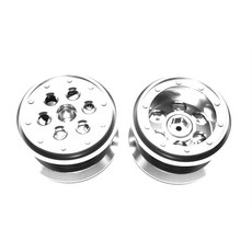 GPM鋁製輪圈鎖扣輪圈含支架&軸承 2.2吋 RC車輪 2入組, 銀, 1套