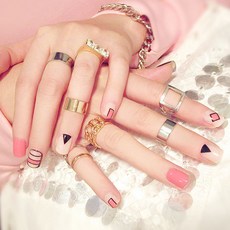 이엘피코리아 핑크 피규어 네일팁 D48 24p + 양면스티커, 혼합 색상, 1개