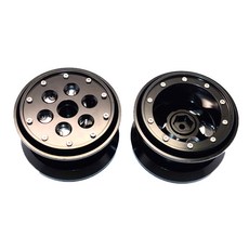 GPM鋁製鎖珠輪圈含支架&軸承 2.2吋 A型RC車輪 2入組, 黑色的, 1套