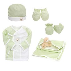 BabyBoom 新生兒印花刺繡肚衣+手套+腳套+包巾+帽子