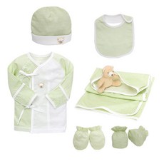 BabyBoom 嬰兒印花刺繡肚衣+包巾+手套+腳套+帽子+圍兜