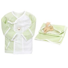 BabyBoom 新生兒條紋刺繡肚衣+包巾彌月禮盒