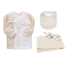 BabyBoom 新生兒條紋刺繡肚衣+包巾+圍兜彌月禮盒