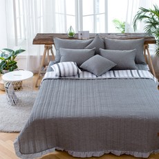 BED&DECO 涼感暈染泡泡紗夏季薄被+絎縫枕頭套組