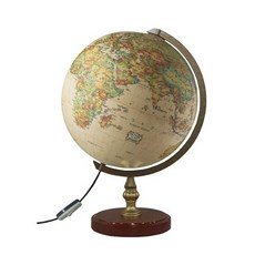 세계로 행정도 밑받침 나무 브라운 조명지구본 304-WBRL, 혼합 색상