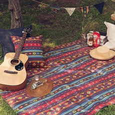 elena heim 雙面防水野餐墊民族野餐墊, 1 個, 紅色